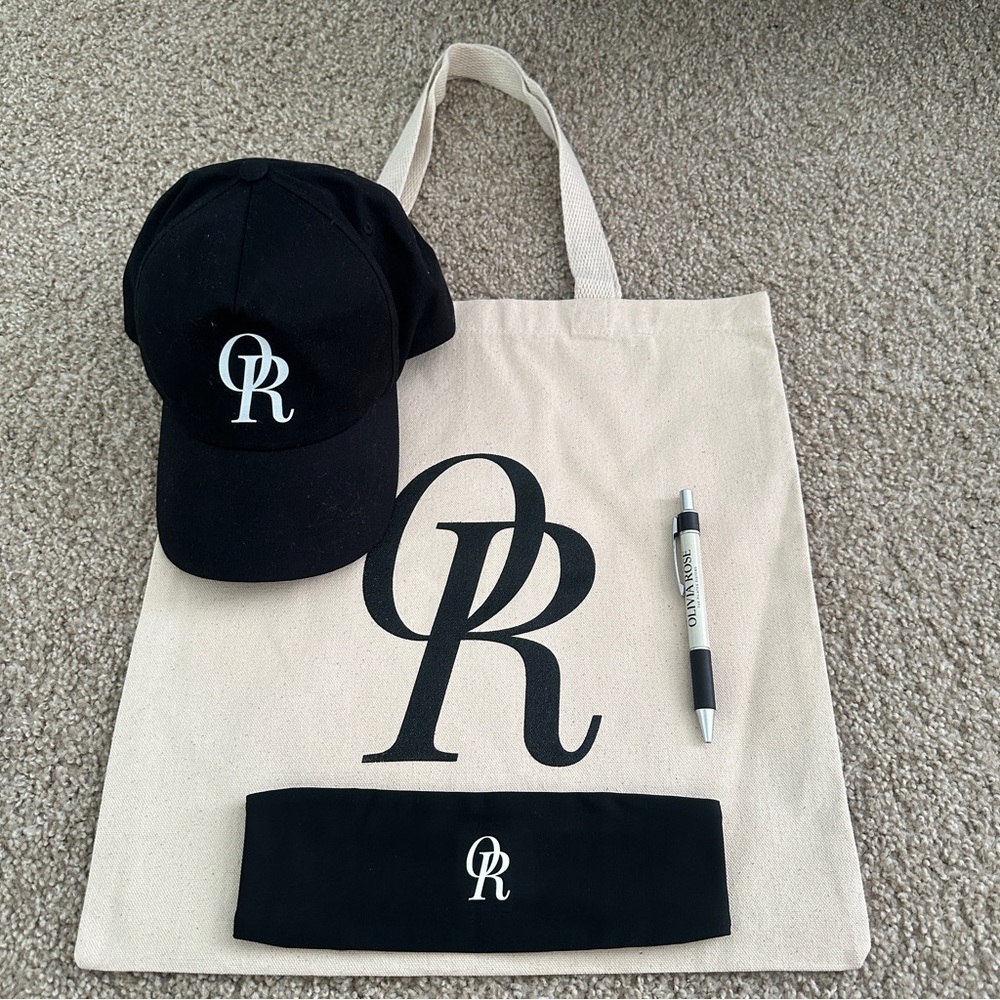 Olivia Rose Pilates Tote, Cap, Headband, Pen (New never used)